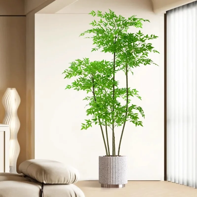 

Large-Scale Bionic Green Artificial Tree Simulated Nandina Indoor Plant Pot Luxury Living Room Decorative Flower Ornaments