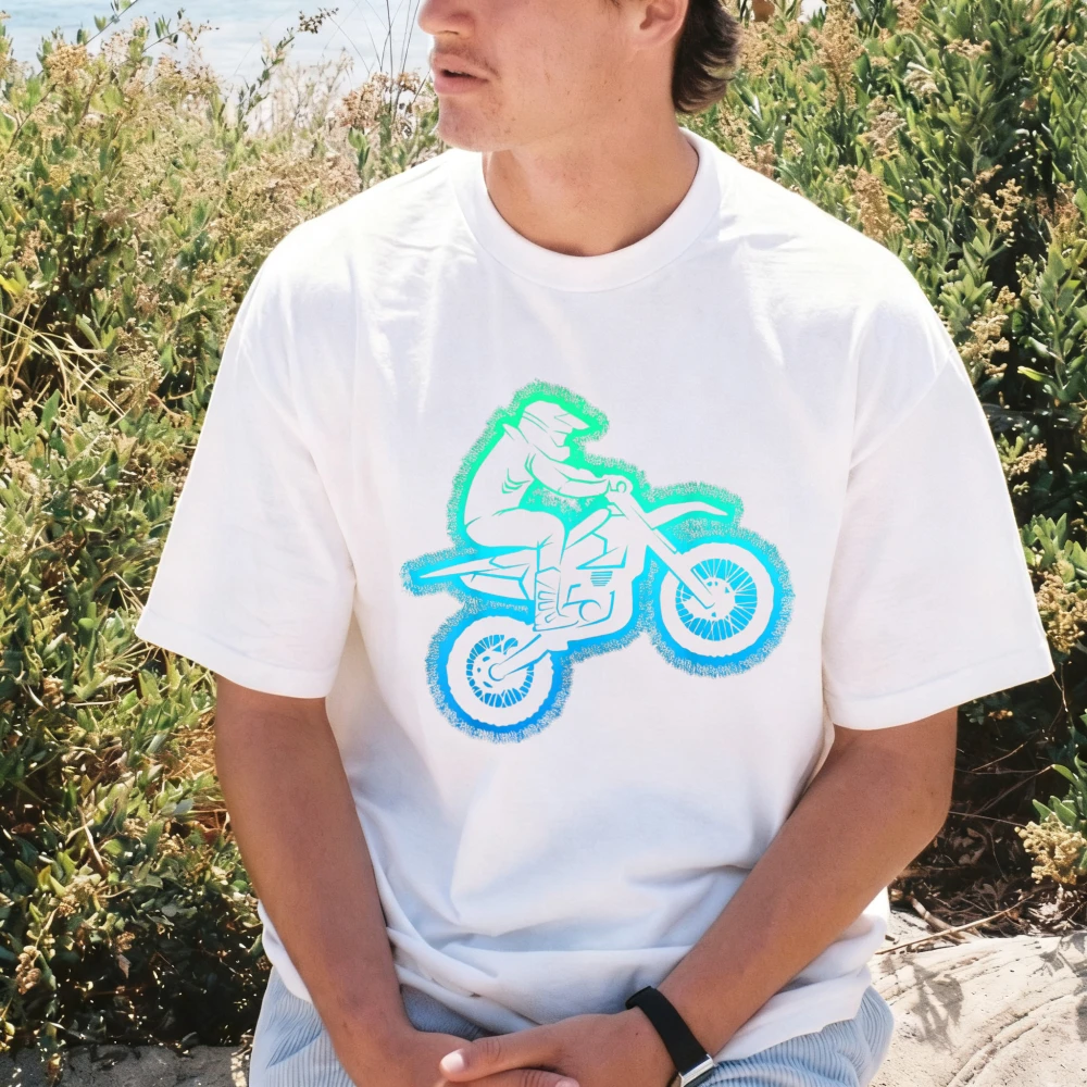 Retro Multi Tone Bicycle Stack Pattern Summer Pure Cotton Male Tshirt Casual Fashion Loose Fit Short Sleeve Street Bike Outfit