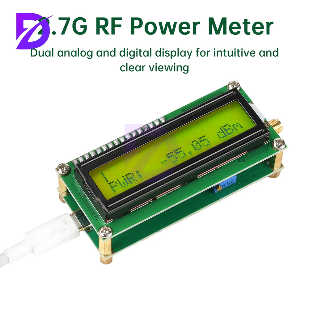 DC 4.5V-5.5V 2.7G RF Power Meter Wideband Spatial Signal Detection Meter Frequency Range 5kHz-2700mHz Type C