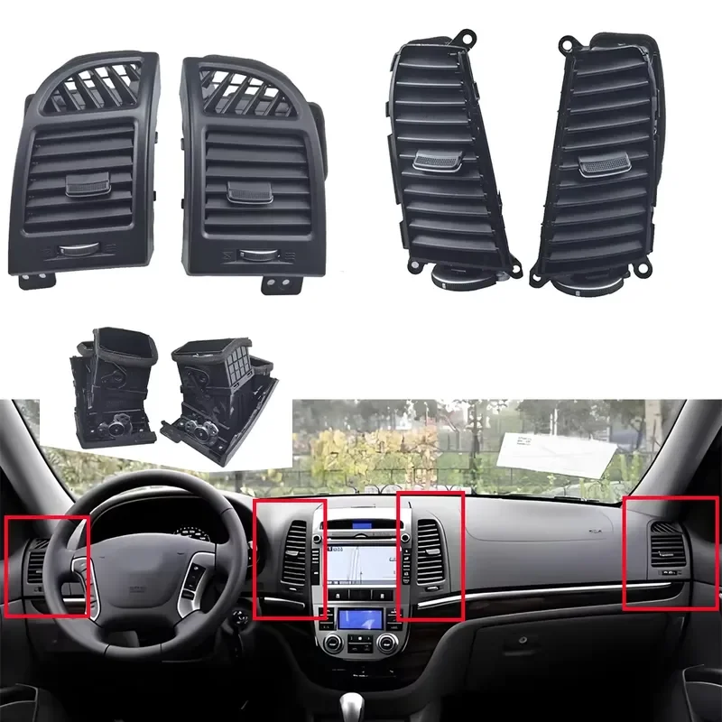 2pcs Front AC Air Vent Grille Dashboard Panel Trim for Hyundai Santa Fe 2006-2012 Interior Decoration Accessories Black