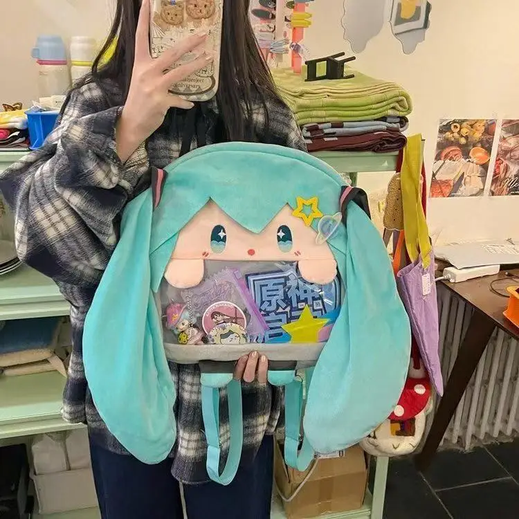 Hatsune Miku Rucksack Cartoon Niedlicher Einschulter-Crossbody-Rucksack für Studenten Zweidimensionale Anime-Tasche Geschenk