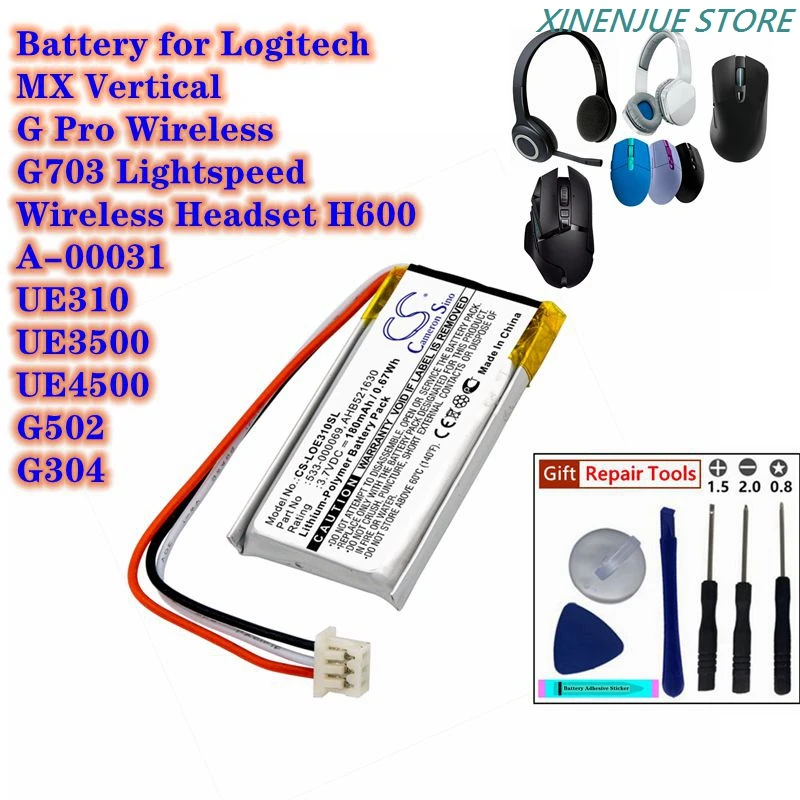 Batterie Li-Polymer compatible avec Logitech H600 981-000341 (remplacement pour 1110) | mobile generation