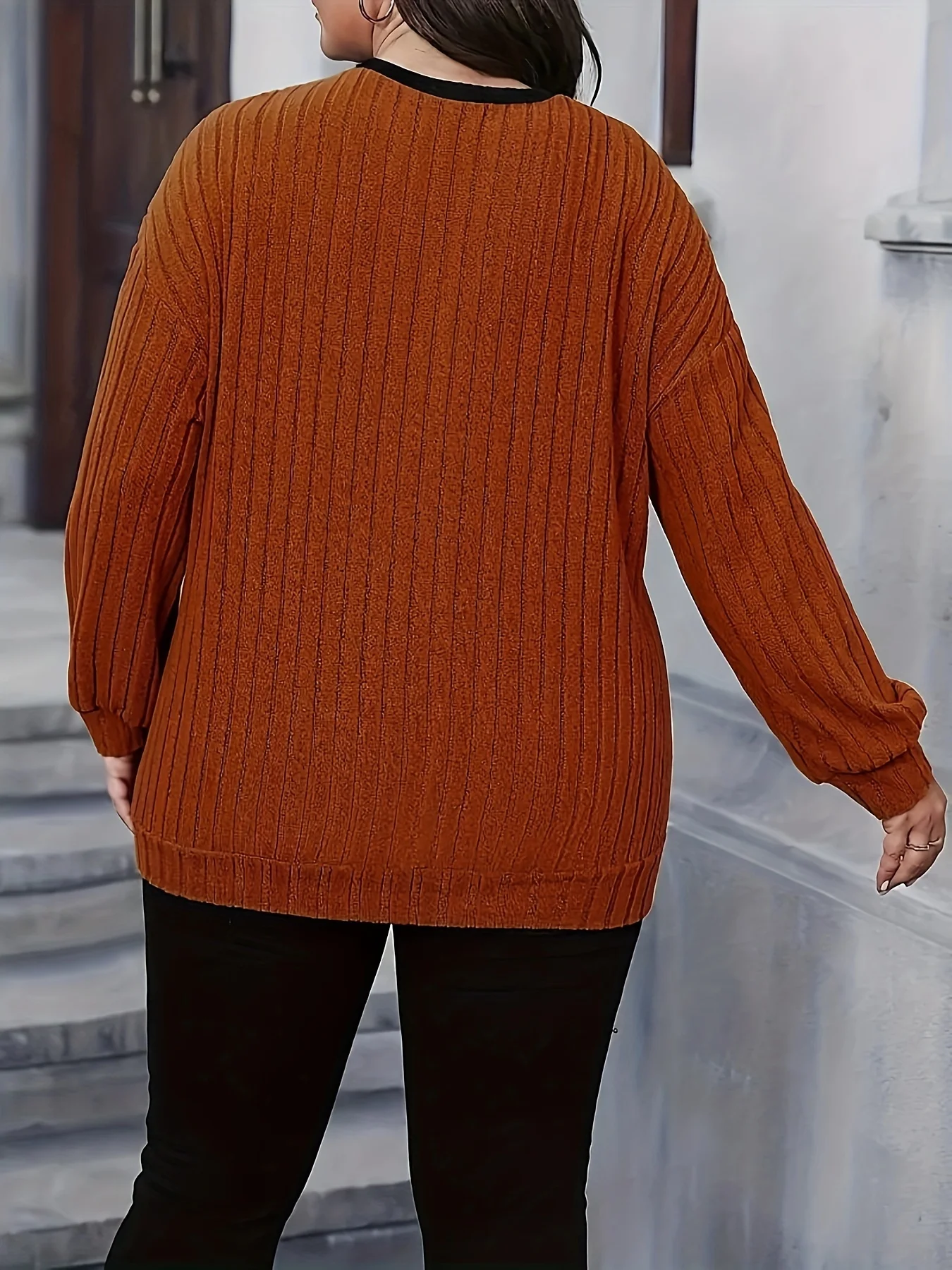 بلوزة نسائية مرقعة من الدانتيل بمقاس كبير، بلوزة كاجوال برقبة دائرية وأكمام طويلة، ملابس نسائية بمقاسات كبيرة