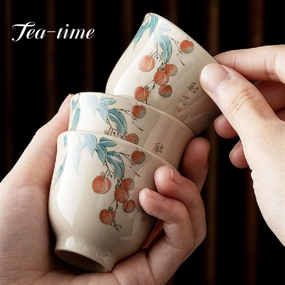 50/70ml Japanese Style Plant Ash Ceramic Tea Cup Teaware Kung Fu Tea Set Cup Porcelain Teacup Creative Handmade Master Cup Home