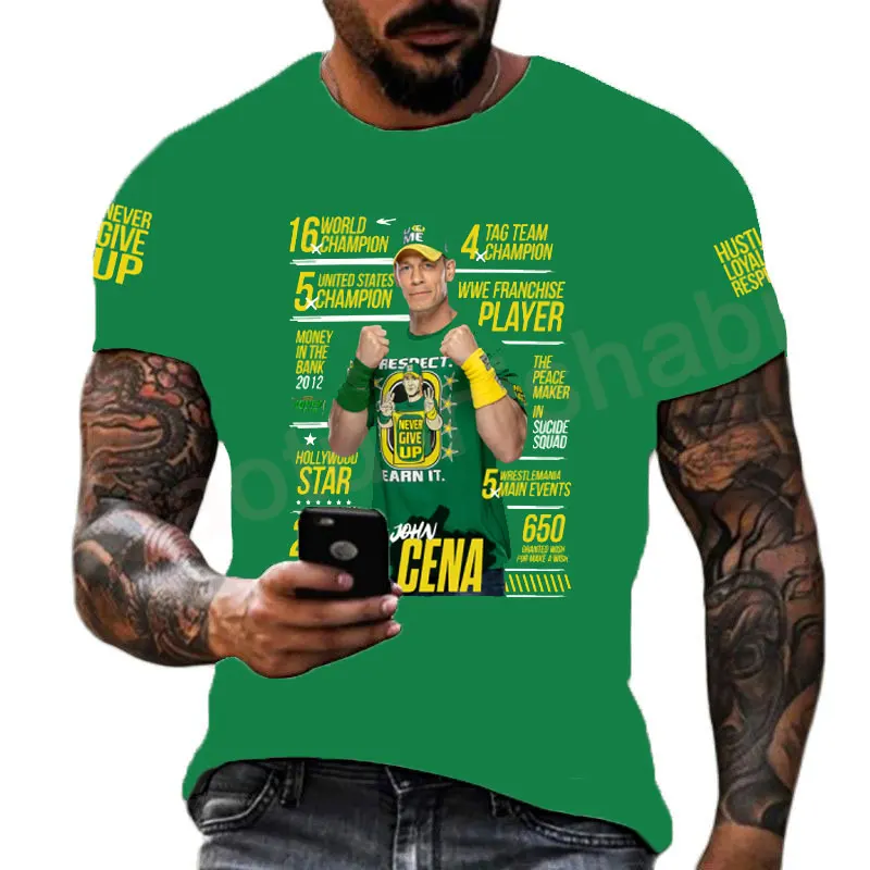 2023 Summer Men's Professional Wrestler John Cena T-shirt Children's Street Sports Large Top