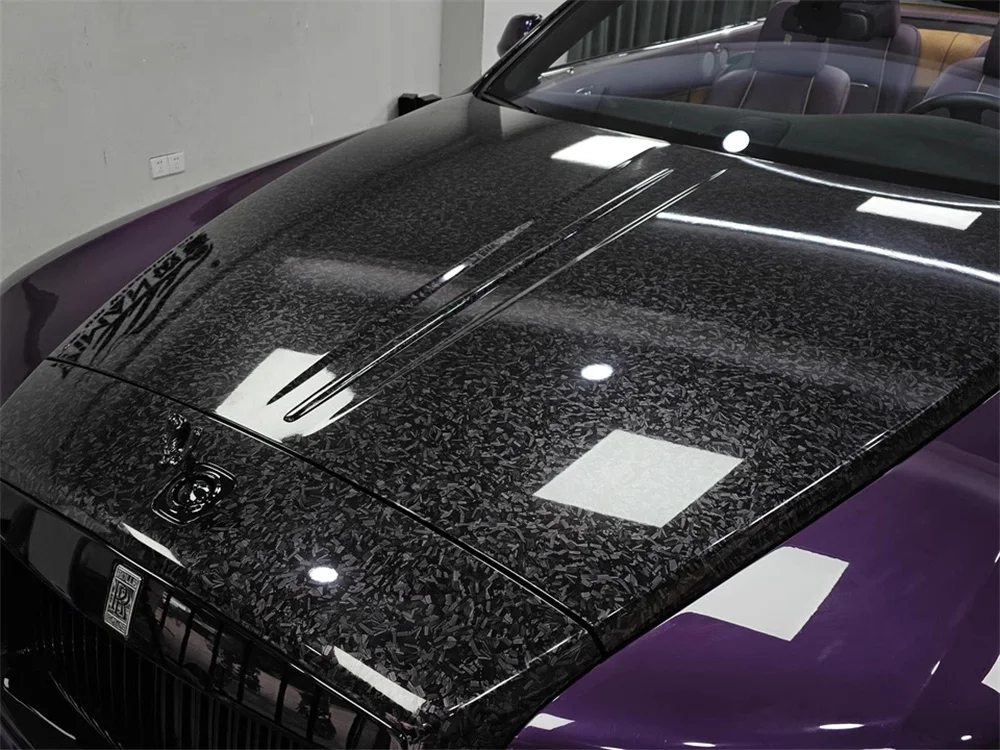 Glossy Forged Carbon Fiber Vinyl Wrap Air Bubble Free Car Sticker Waterproof For Auto Motor Car Decal Laser Forged Carbon Film