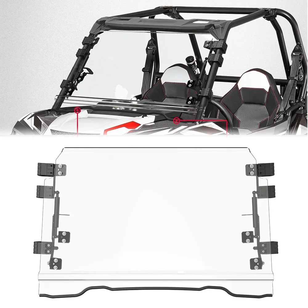 

UTV Front Flip Windscreen Windshield Compatible with Polaris RZR XP/XP 4 1000 Turbo S/S4 900 1000 Trail S 900 1000 2014-2020