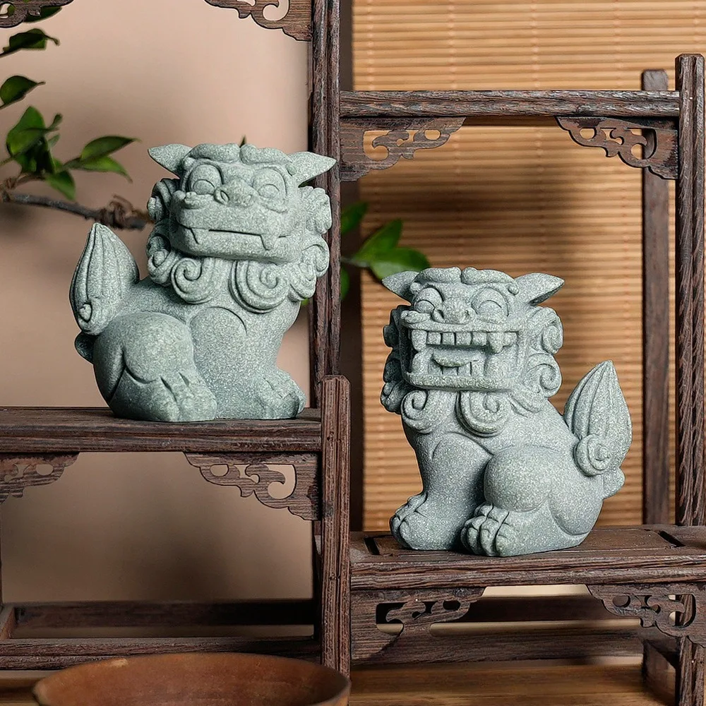 Feng Shui Foo Dog Guardian Statue Pair Chinese Decorative Figurines Home Office Garden Housewarming Congratulatory to Ward Off