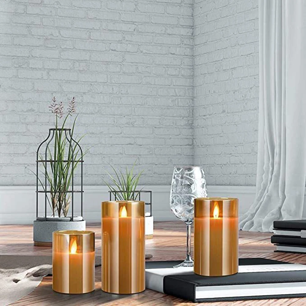 3pcs Led Candles Lights With Remote Control Flameless Dropless 2/4/6/8 Hours Timer Functions Decorative Electronic Candles