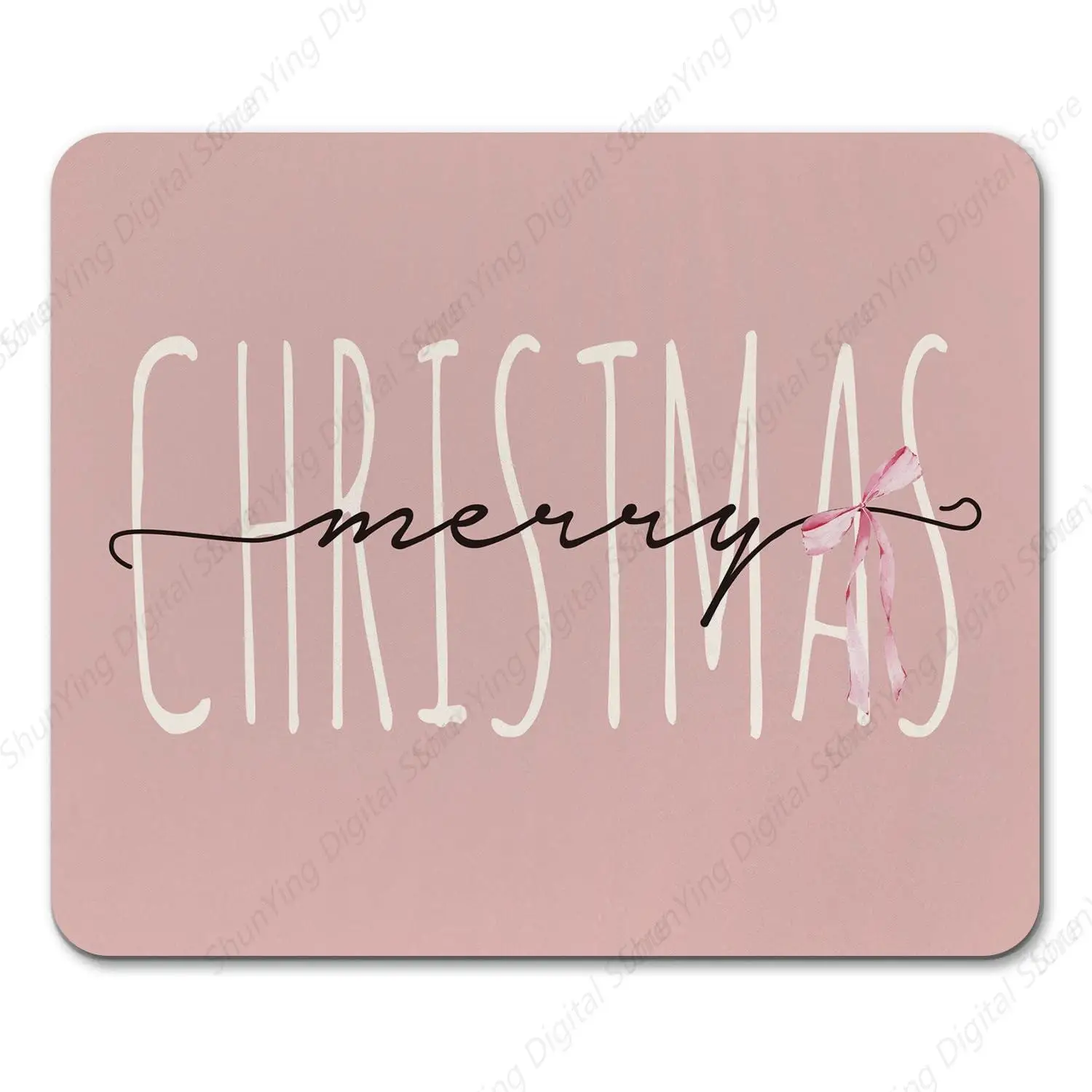 

Pink Bow Etiquette Christmas Mouse Mat Office Desk Home Office Dormitory Accessories Anti Slip Mouse Mat 25*30cm