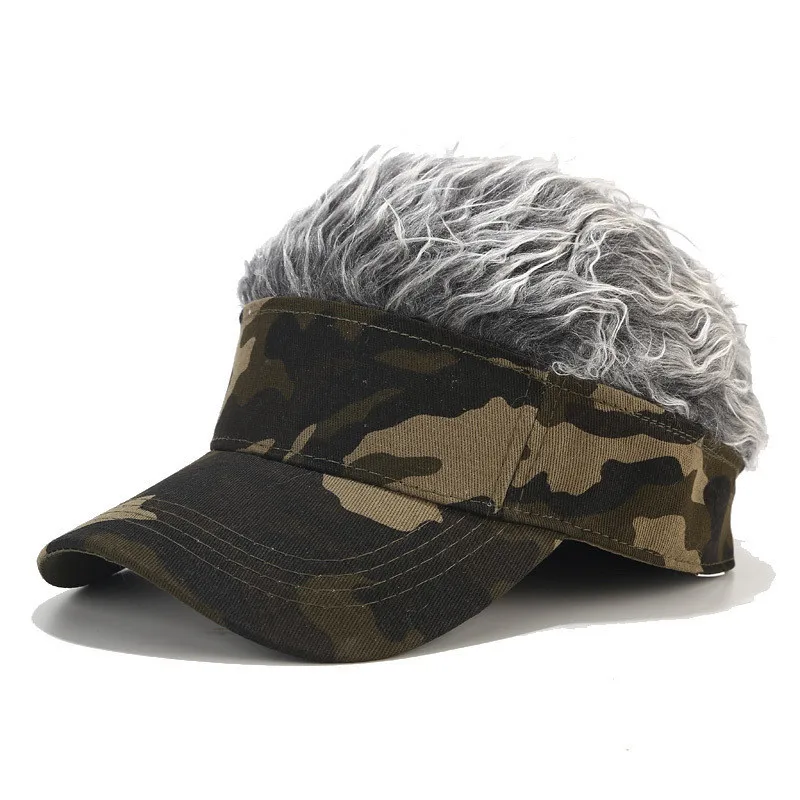 Camouflage Wig Peaked Cap Hip Hop Skullcap Sunshade Baseball Cap Unisex