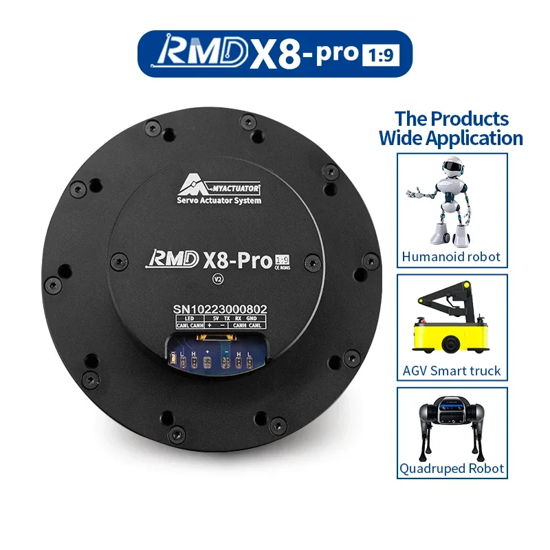 Servo Motor DC sem escova, braço robótico, alto torque, motor de panqueca BLDC, redutor planetário, RMD-X8 Pro, 1:9, 24V-48V, 13 nm