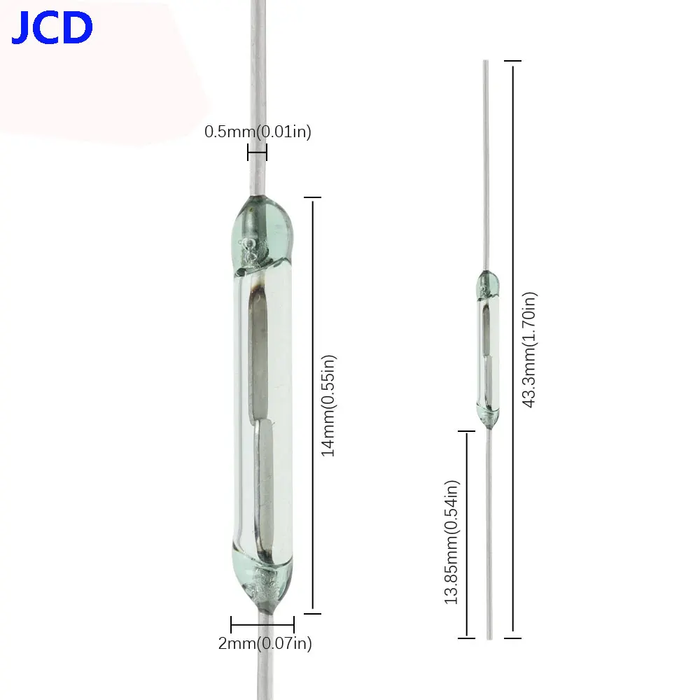 5/10 PZ MKA-14103 Cavi Tono Vetro N/O SPST Reed Switch 10-15AT 2x14mm Una Conversione Normalmente Aperta Normalmente Chiusa