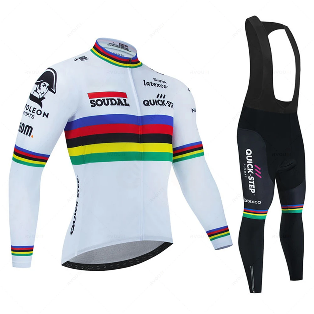 New Soudal Quick Step Professional Autumn Cycling Jersey Set Breathable Long Sleeve MTB Bike Clothes Belgium Suit Roupa Ciclismo