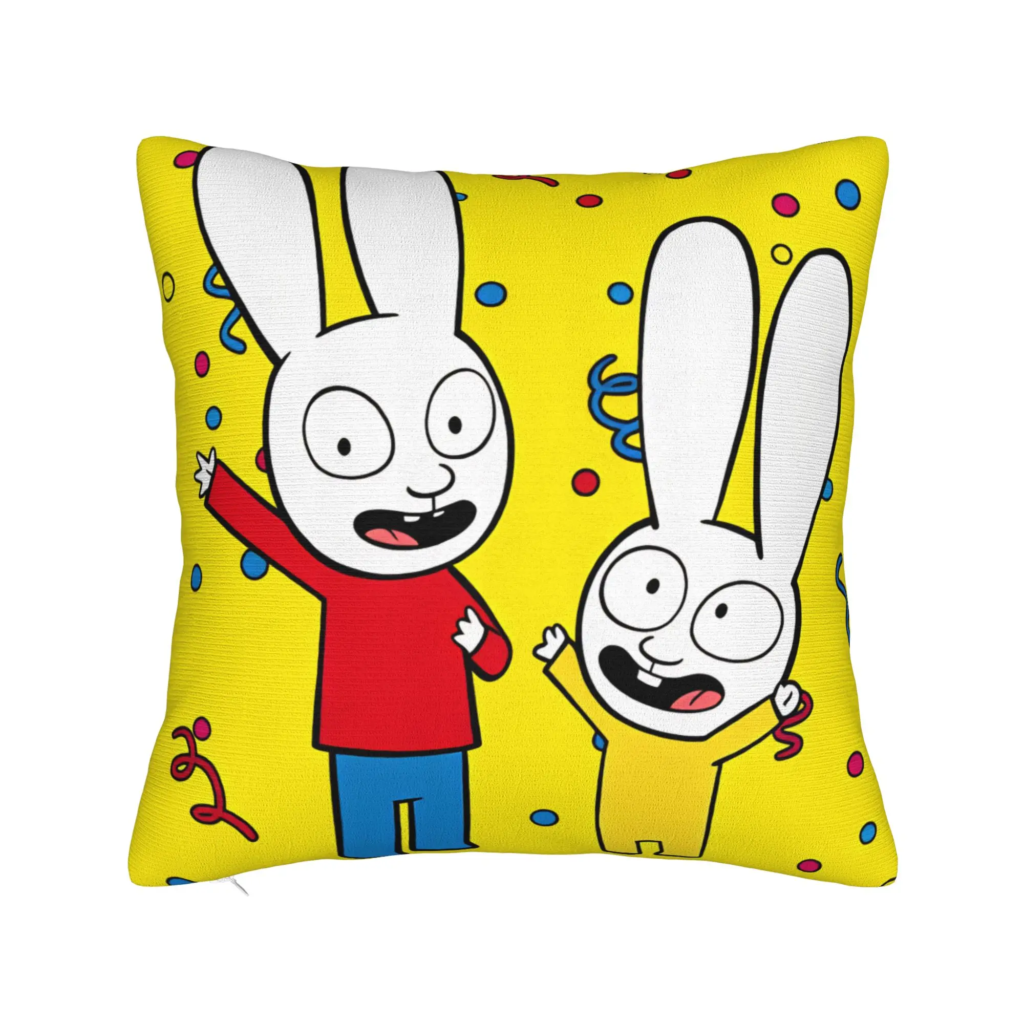 Simons Super Rabbits   Pillow Case  Retro Trendy Pillow Cover Comfy Pillowcases For Sofa Couch Bed Living Room
