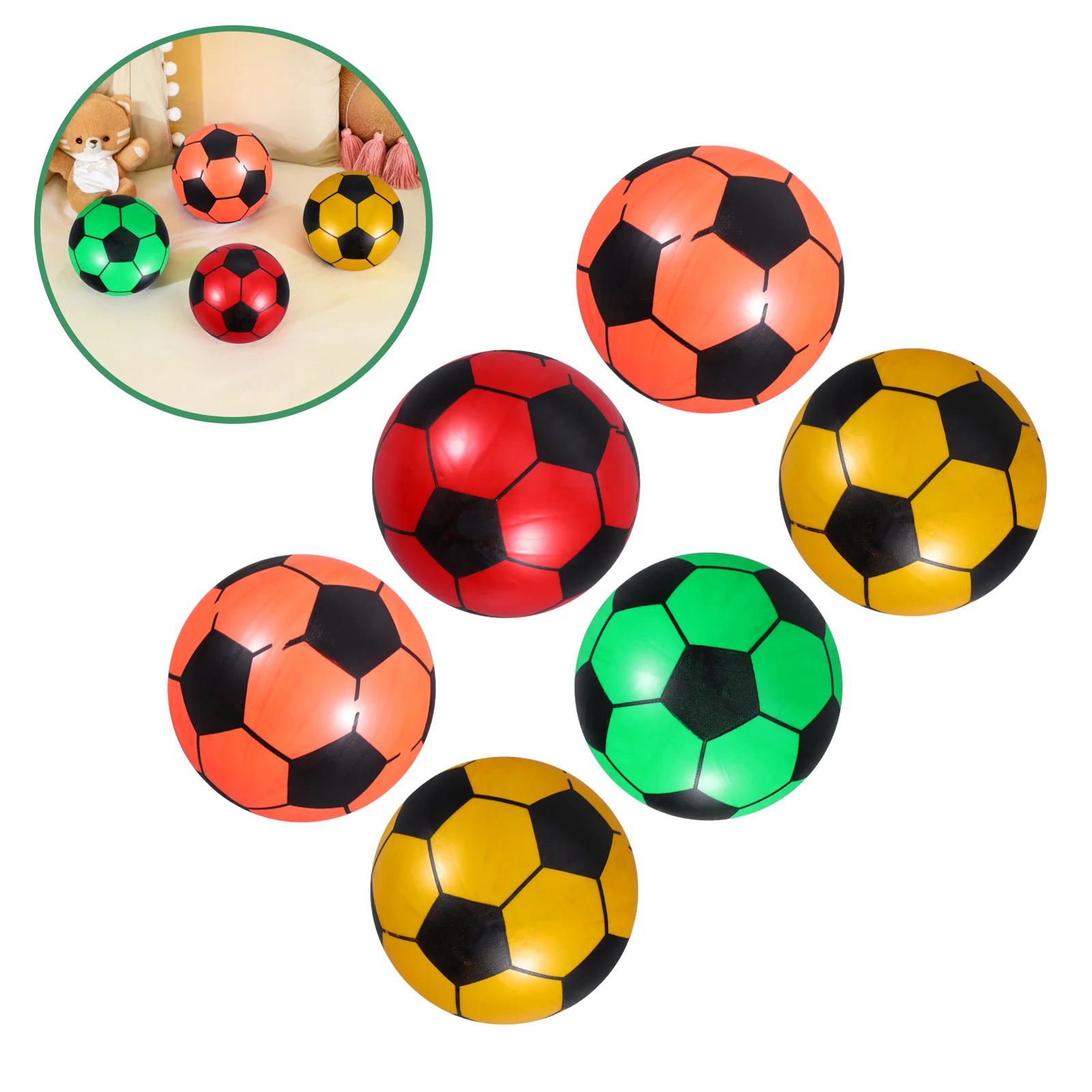 6pcs Mini Soccer Inflatable Football Softball Ball Girl Party Favors Fun Sports Play Stress Squeeze Balls Toy (Random Color)