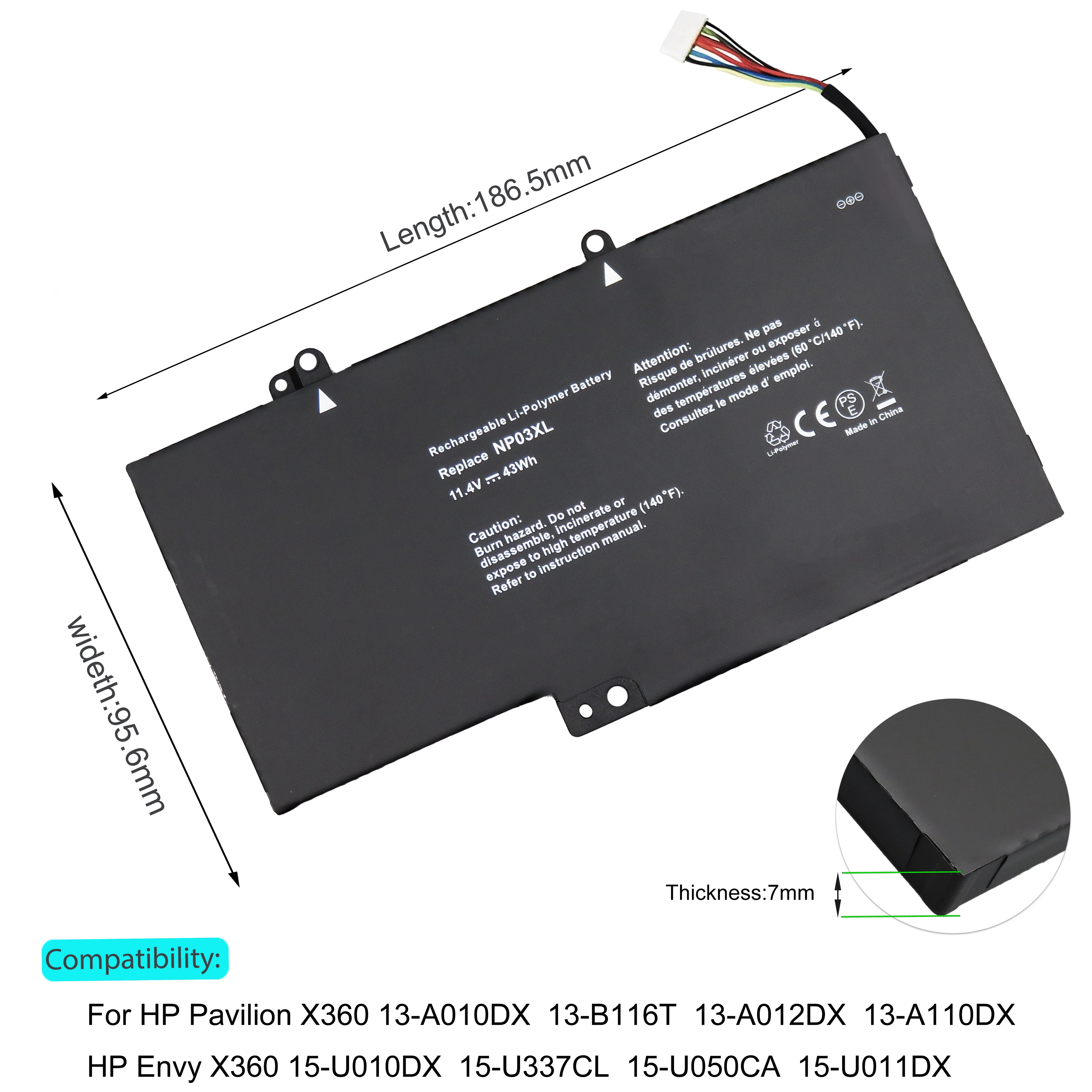 For HP Pavilion NP03XL Laptop Battery X360 13-A010DX 13-A000 15-u010dx U011dx U110dx U111dx U170ca