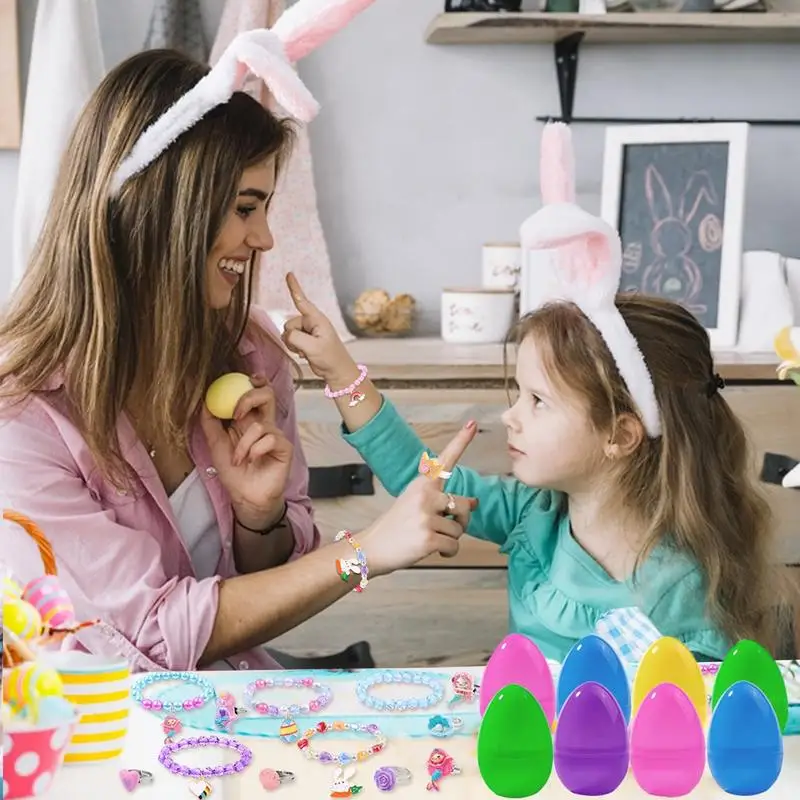 Easter Eggs Prefilled With Bracelets Bright Easter Eggs With Toys Prefilled Easter Eggs With Bracelets Easter Egg Hunt For Girls