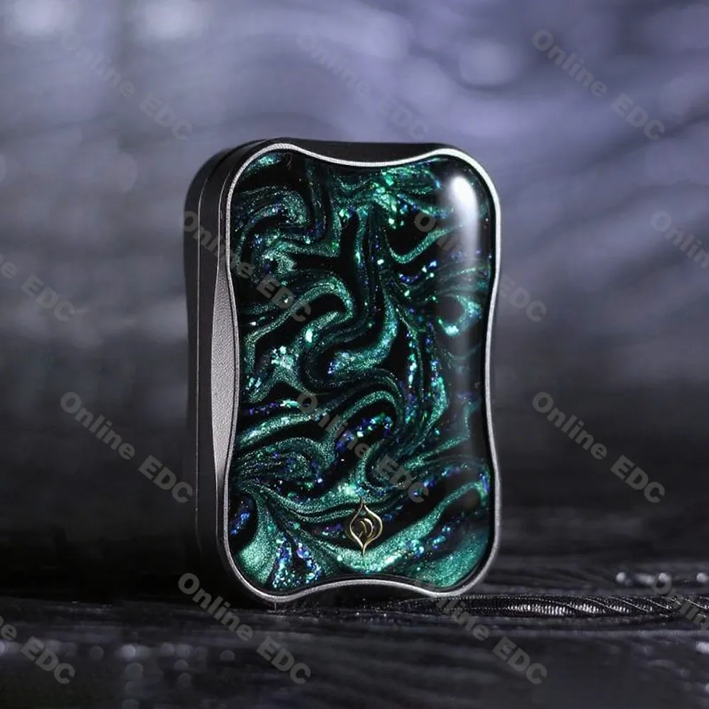 ピーコックオーラサンドスリムプロ無制限プッシュスライダーフィジェットスライダーステンレス鋼チタンジルコニウムストレスリリーフおもちゃ大人のための