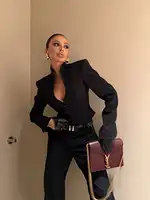 Women Fashion Hollow Out Solid Color Blouse Chic Slim Fit Stand Up Collar Long Sleeved Shirt 2026 Lady New Street Date Tops - Image 6