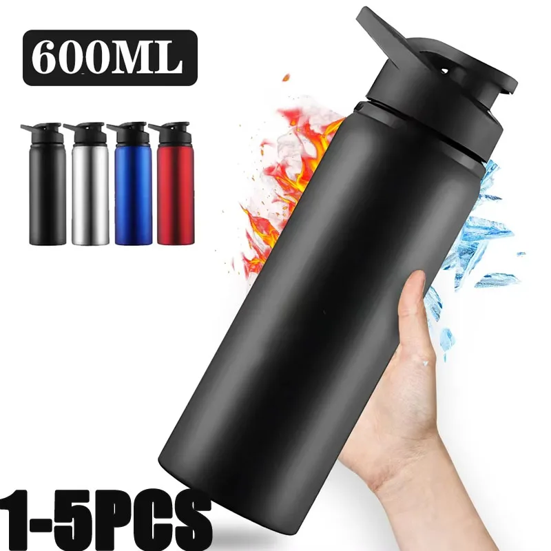 1-5PCS Outdoor Sports Stainless Steel Water Bottle Portable Leisure Cycling Drinking Bottle for Travel Water Glass