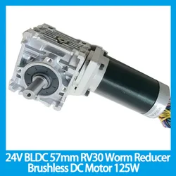 24V BLDC 57mm RV30 Worm Reducer Brushless DC Motor 125W Gear Ratio 5:1-80:1 single output shaft