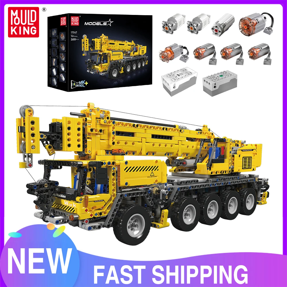 Mould King 17047 Technical Truck Building Block The Motorized Mobile Crane Model Assembly Brick Car Toys Kids Christmas Gifts