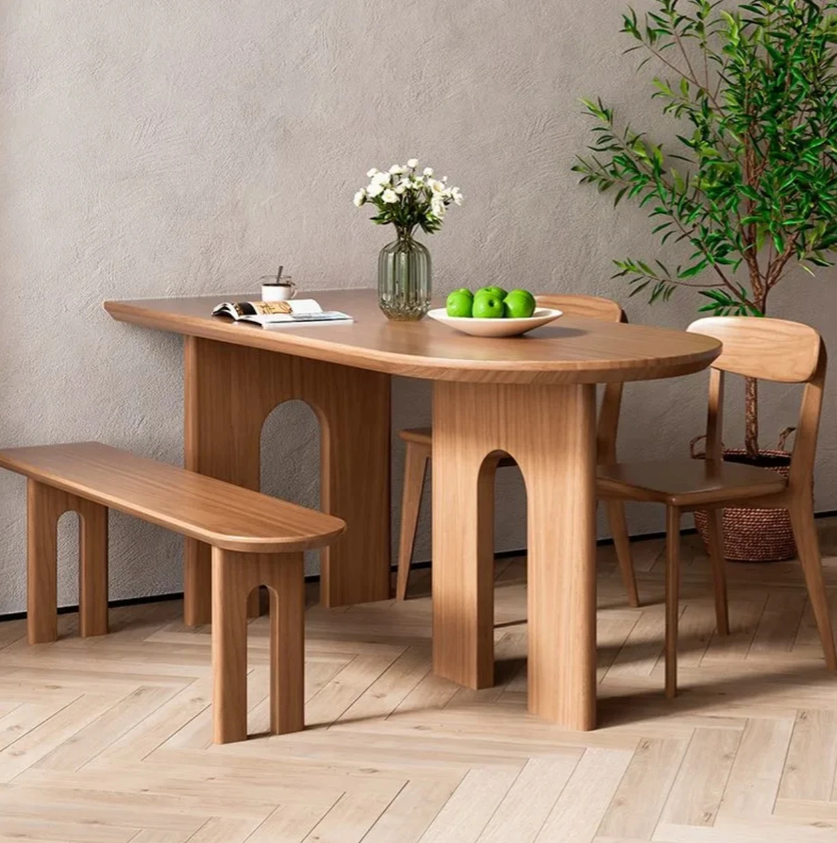 

Nordic Solid Wood Dining Table House Hold Small Apartment Wall-side Semi-circular Dining Table Simple Living Room Office Desk