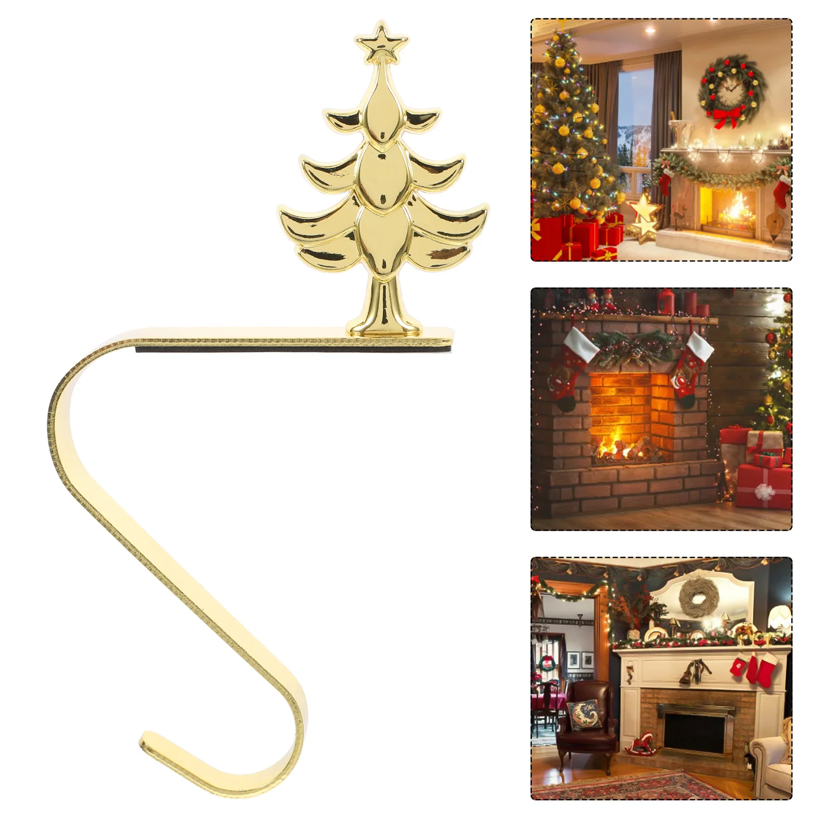 

Christmas Stocking Hook Heavy Duty Iron Design for Mantle Hanging Holiday Decorations No Tools Needed Easy Install Decorative