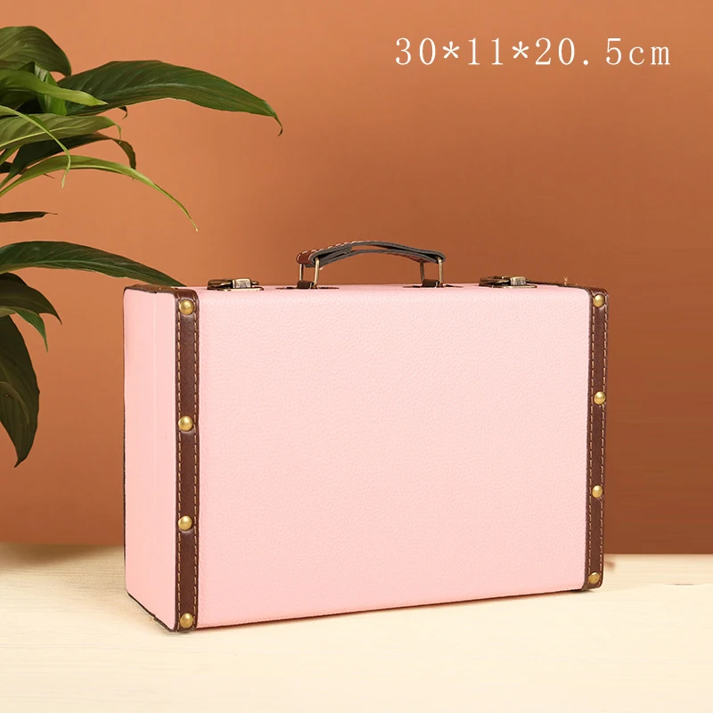 Retro Suitcase Desktop Sundries Organizer Document Storage Box Vintage Jewelry Treasure Box Photography Decor Storage Box