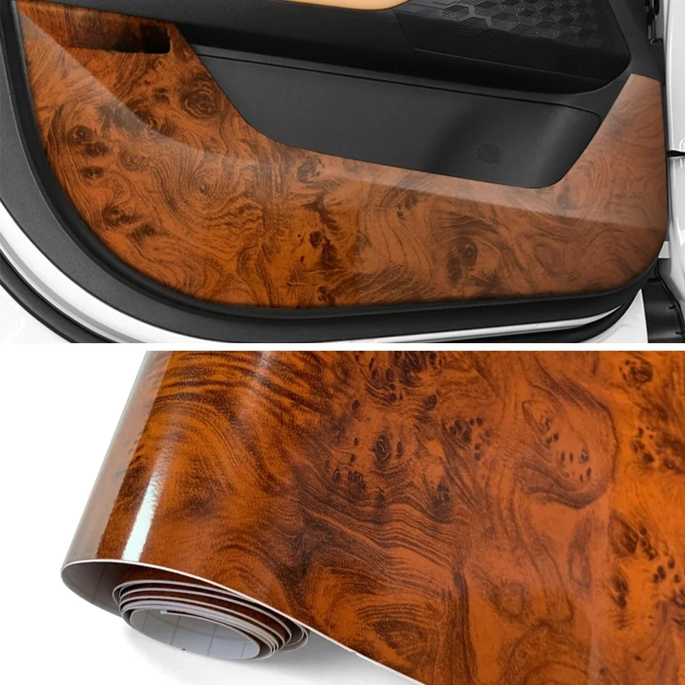 New Car Stickers Premium Wood Grain Textured Films Vinyl Wrap Decal PVC Change Color Film for Cabinet Furniture Decorative Film