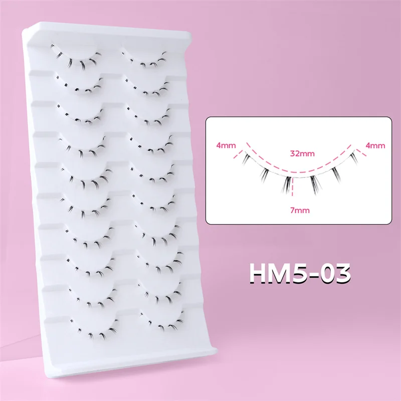 10 Paar untere Wimpern, Packung unter den Wimpern, weiche untere Wimpern, 100 % handgefertigt, transparentes Band, Manga-Unterwimpern, Make-up-Tools – Detail 9