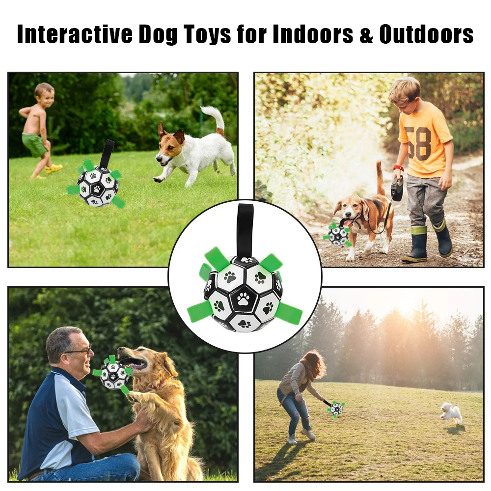 Puppy Outdoor Training Soccer Interactive Pet Football Toys 15cm Dog Bite Chew Balls Pets Accessories With Grab Tabs