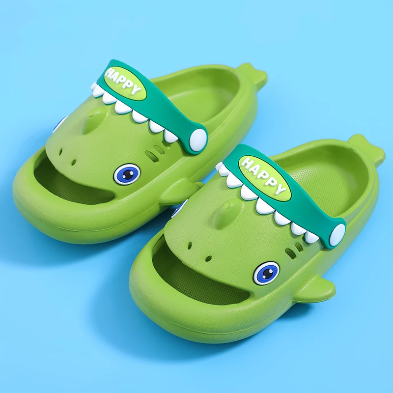 New Summer Cartoon Shark Slippers Children\'s Non-Slip Soft Sole Sandals Cute Baby Boys Girls Home Slides Outdoors Garden Shoes