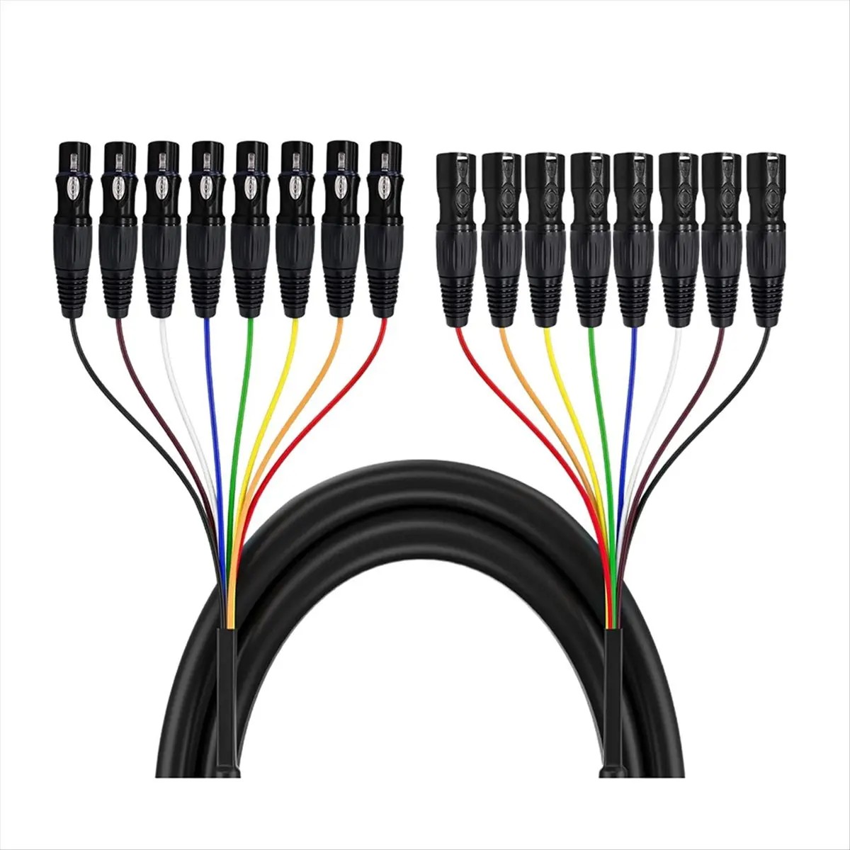 A73T 8 Channel 2m Professional Multi-Media 3 Pin XLR Cable Male to Female Balanced Audio Extension Cord