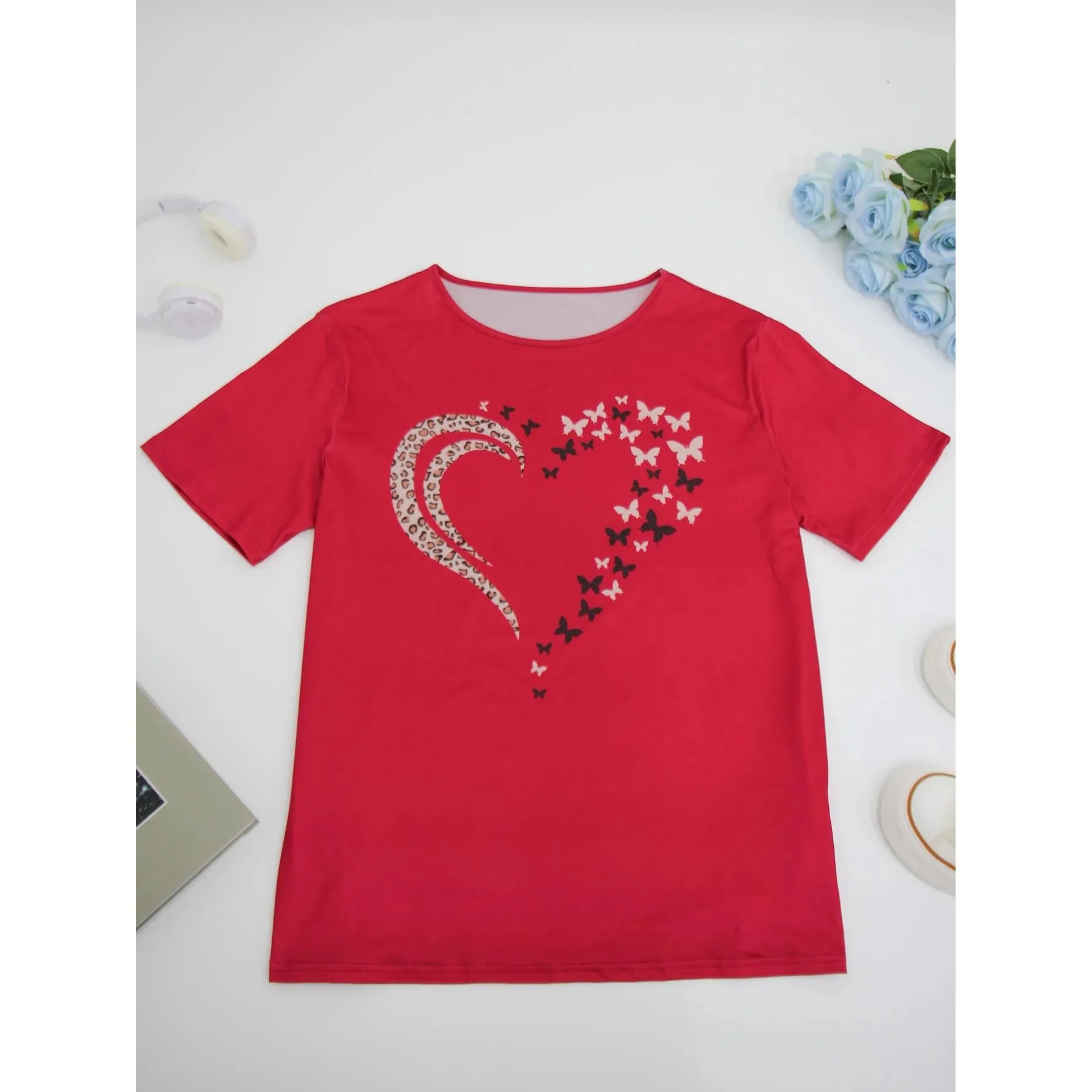 

plus Size Spring Summer Women's ort Sve T-irt Clean Fit Large Inner Wear Casual Comfortable Breathable 00% Other Mate...