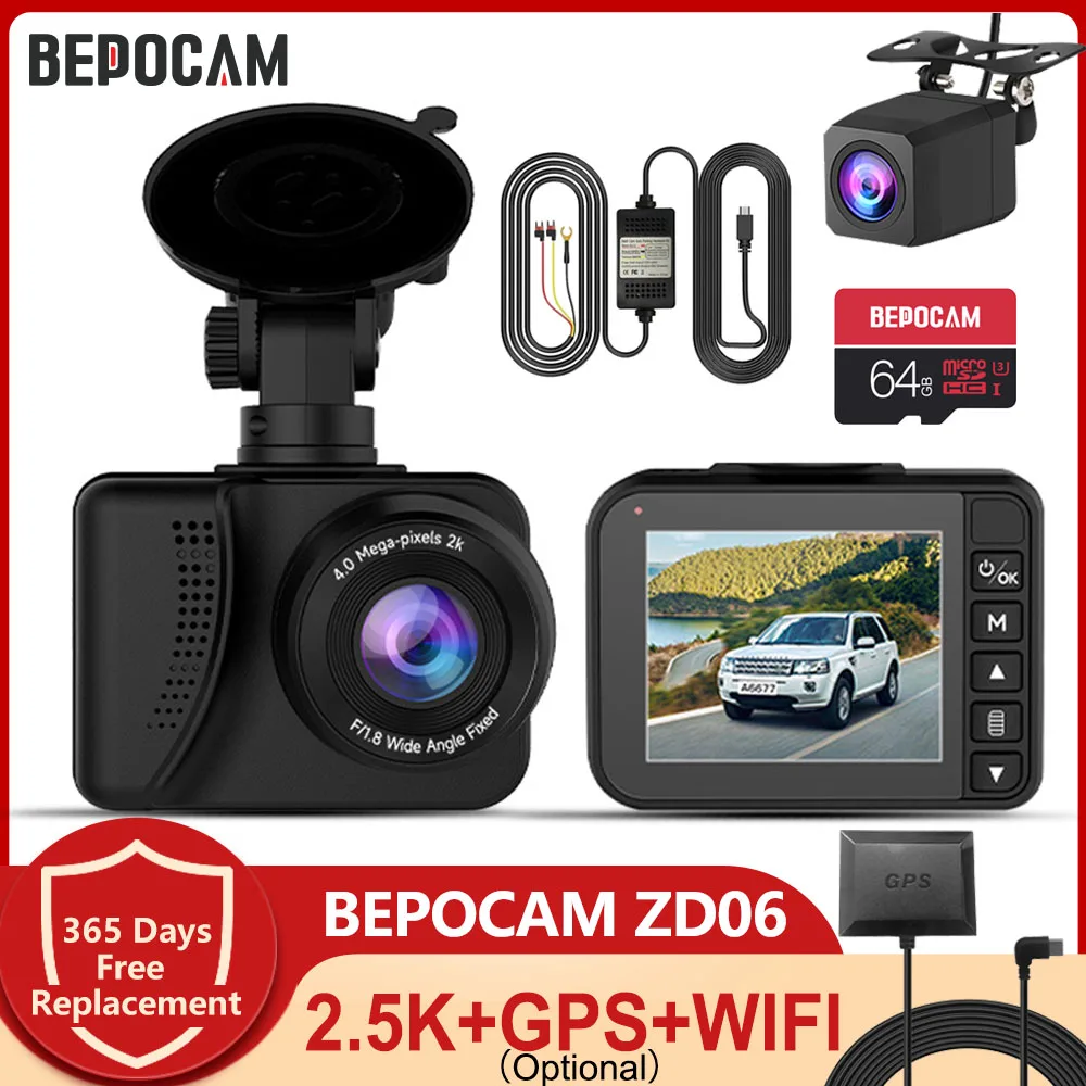 BEPOCAM ZD35 Dash Cam for Cars Front and Rear 2K HD 2'' Screen Built-in WiFi APP Car DVR Camera 24H Parking Monitor Night Vision