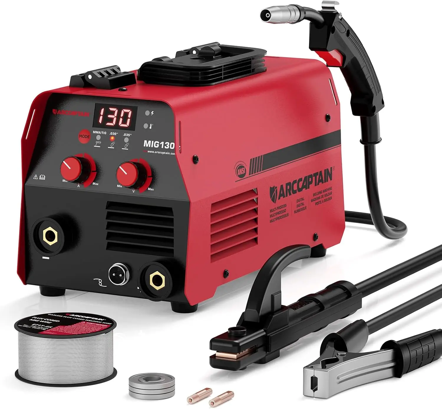 

130A 3-in-1 MIG Welder, 110V Portable Gasless Equipment with Synergy Control for DIY and Repairs
