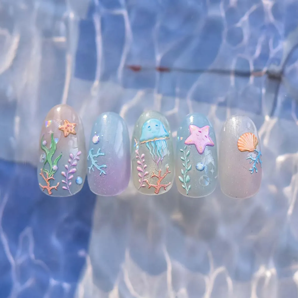 Conch Star Ocean Nail Stickers Dolphin Sea Jellyfish Ocean Nail Decals Nail Supplies Nail Accessories Ocean Nail Decorations