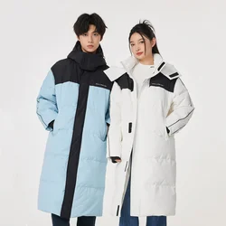 Metersbonwe Stand Collar Hooded Duck Down Jacket Thick Winter Coat Warm Casual Loose Unisex Long Parker for Men And Women