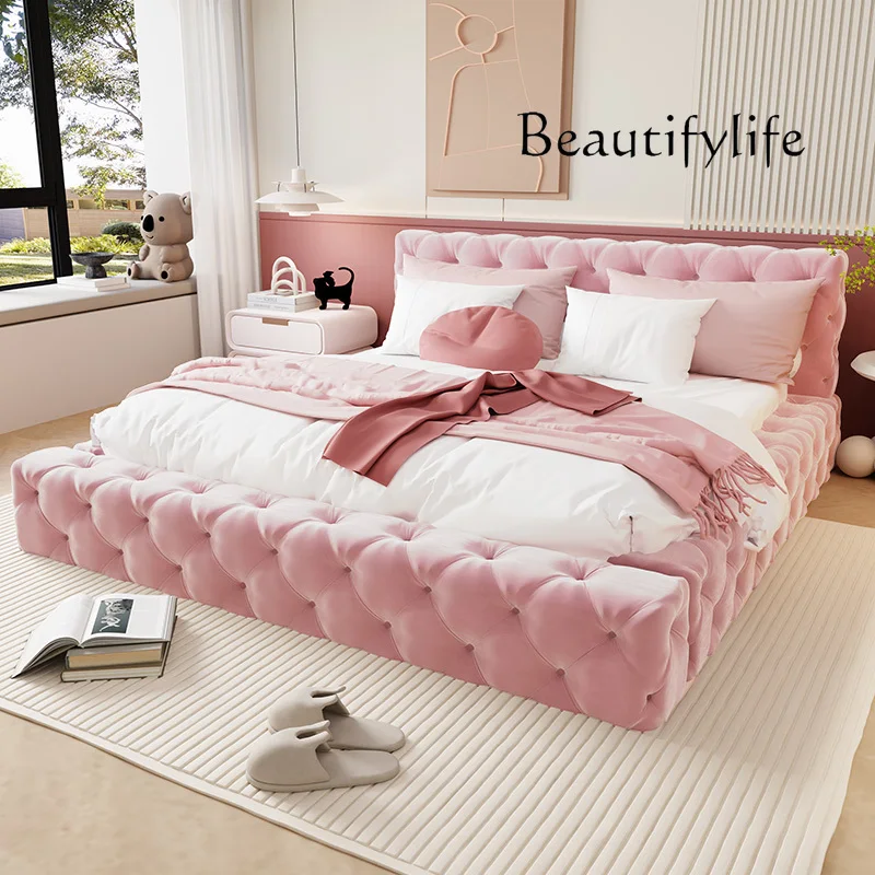 

R Accent Luxury Bed Nordic Comfortable Creative Aesthetic Designer Vintage Interior Bed Sleeping Cama Space Saving Furniture