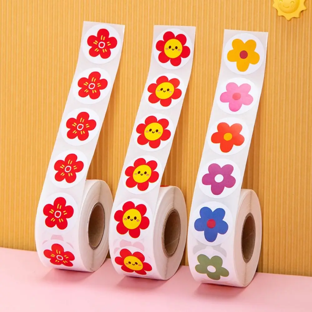 500pcs/roll Teacher Praise Little Red Flower Sticker Envelope Decoration Sticker Handmade Crafts Face Stickers Cute