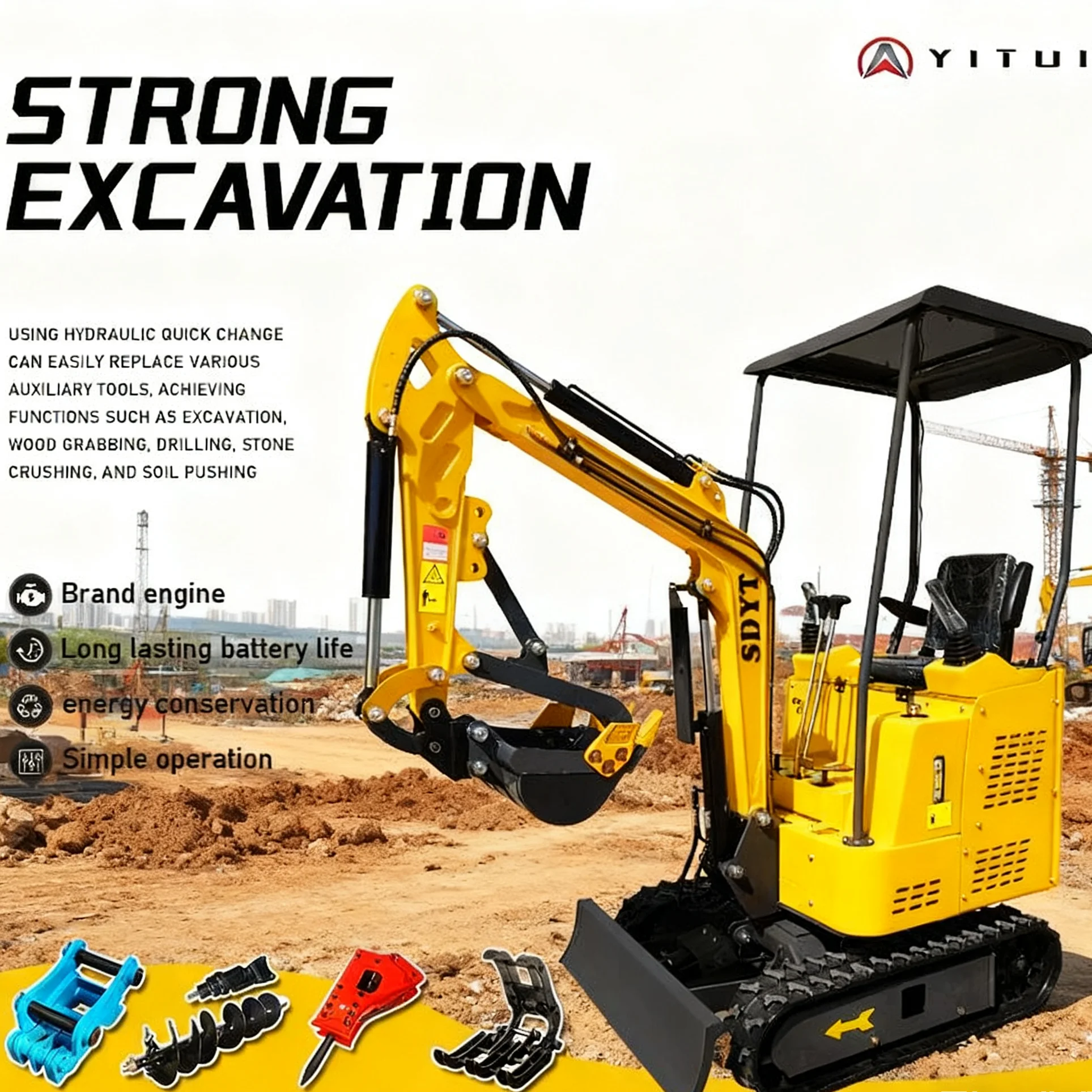 حفار صغير مخصص بمحرك يورو 5 كوبوتا حفار مدمج متعدد الوظائف لحديقة المزرعة والهندسة الصغيرة