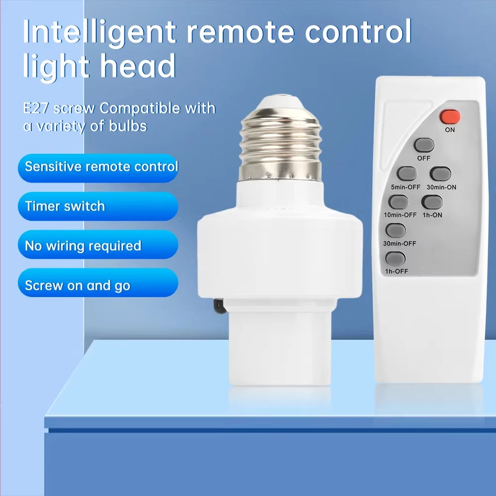 AC85-265V Infrared E27 Lamp Holder Wireless Remote Control Smart Convertible LED Lampholder with Timed Remote Control