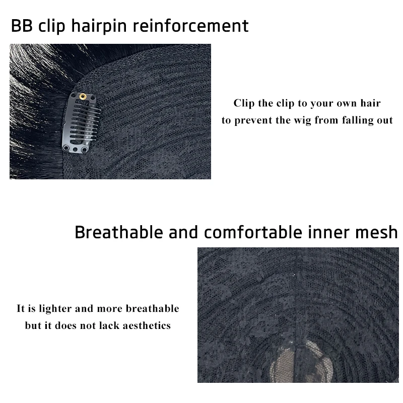 Men 100% Human Hair Hairpiece Black False Cover Breathable Hair Net Base Effectively Cover Thinning Hair Male Clips-On Wig