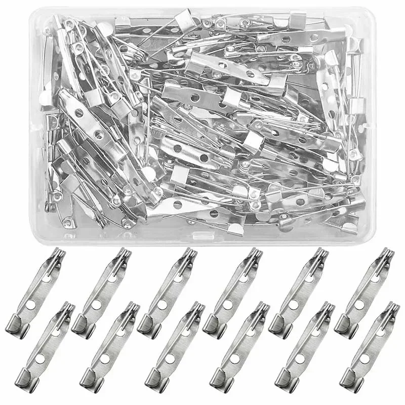 80pcs Metal Brooch Base Pins DIY Making Jewelry Back Safety Holder Findings Stainless Steel Components Needles 20/25/30/35mm