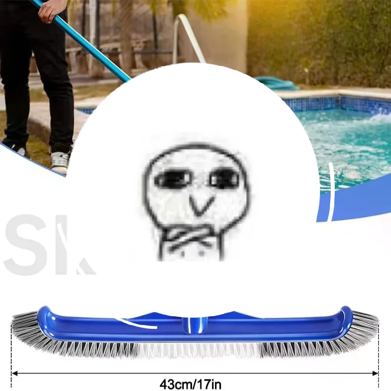 Heavy Duty Swimming Pool Brush Head With Stiff Durable Bristles Curved Design For Cleaning Pool Walls Floors Tiles Steps