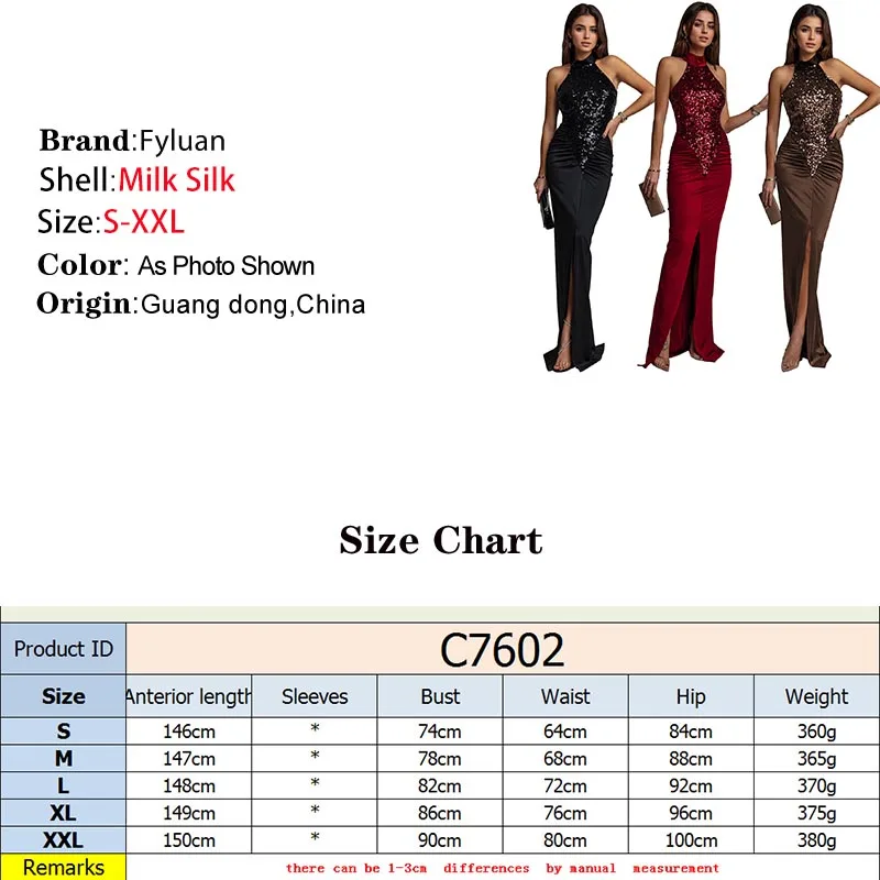 Abito da cena alla moda Abbigliamento donna Abito lungo senza maniche Abito lungo sexy slim tinta unita con decorazione di paillettes Abito da ballo da sera