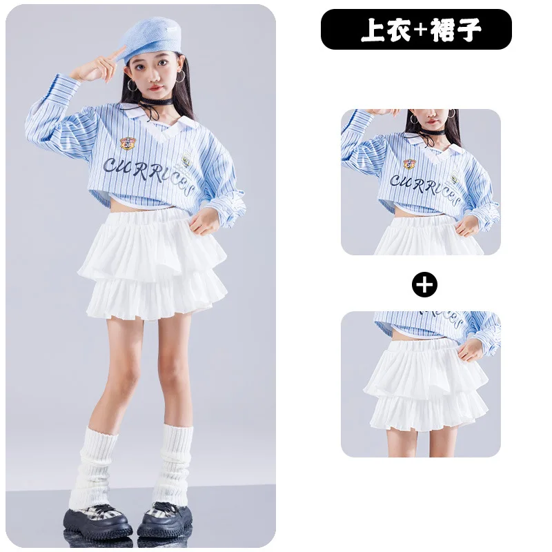 Hip Hop Girls K-pop Fashion Crop Top Street Dance Cargo Pants Tiered Skirts Streetwear  Jazz Clothes Sets Costumes