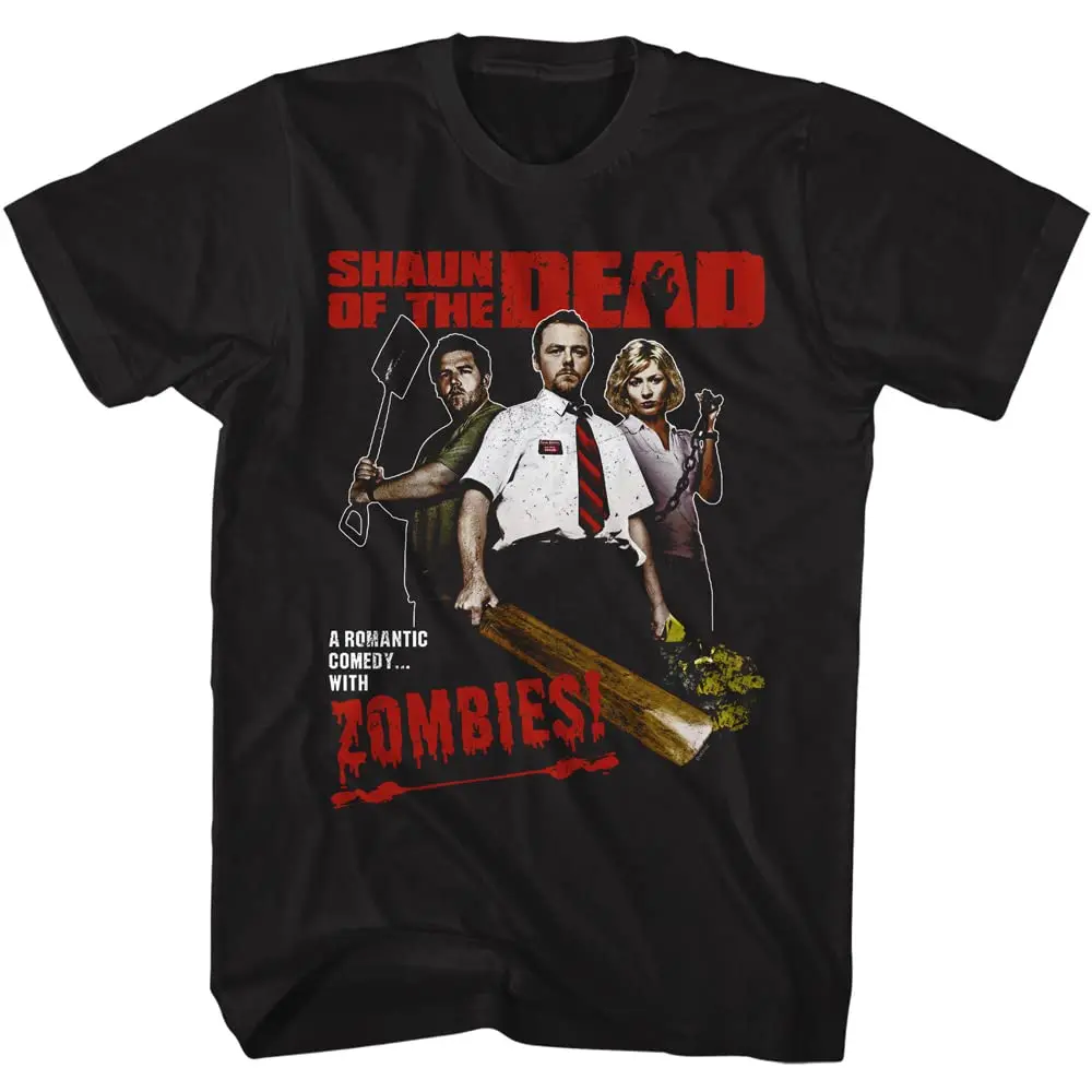 Camiseta de verano de Shaun of The Dead para hombre, camiseta holgada con gráfico de película de comedia romántica de zombis, ropa de calle de manga corta, camiseta holgada para fanáticos del terror